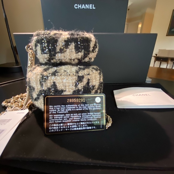 ‼️SOLD‼️ NEW Chanel Tweed Beige Black Double O - Picture 11 of 13